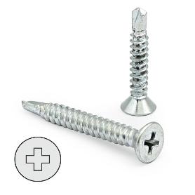 TORNILLO BROCA ROSCA CHAPA CABEZA PLANA DIN 7504-P ZINCADO LARG.R/CHAPA 25MM Ø ROSCA CHAPA 4.8MM (CAJA 200)