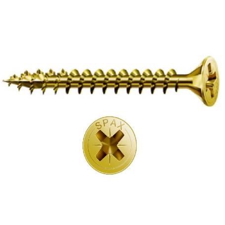 TORNILLO ROSCA MADERA CABEZA PLANA POZIDRIV SPAX YELLOW LARGO 20MM DIÁMETRO 3.5MM (CAJA 1000)