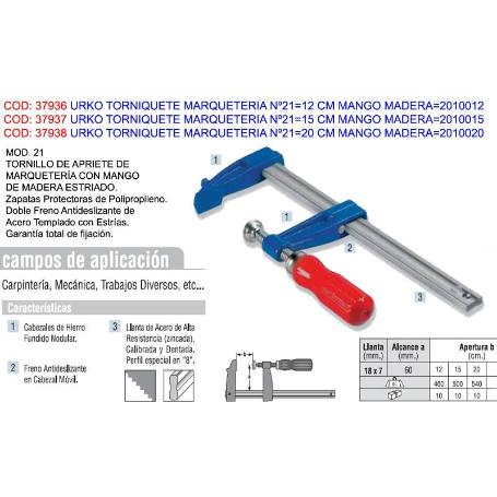 TORNILLO APRIETO MANGO MADERA 150MM.