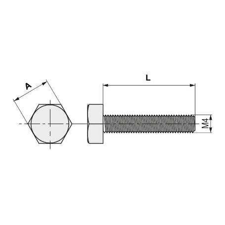 TORNILLO CABEZA HEXAGONAL DIN 933  ZI LARGO 35MM METRICA M-5