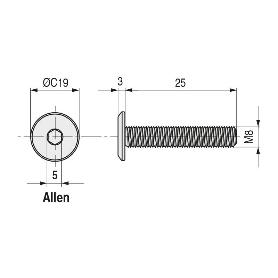 TORNILLO EMBELLECEDOR CEGAS CABEZA PLANA ALLEN M8 NIQUELADO. ELEGIR LARGO. LARGO 90MM DIÁMETRO 8MM