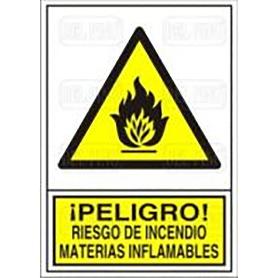 SEÑAL 347 PLAST.345X245PL.INC.MAT.INFL ­PELIGRO! RIESGO INCENDIO MAT.INFLAMABLES