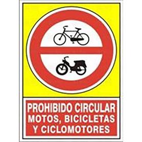 SEÑAL 423 ALUM.345X245PR.CIR.MOTO.BICI PROHIB.CIRC.MOTOS, BICLETAS Y CLICLOMOTORES