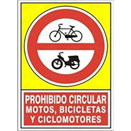 SEÑAL 423 ALUM.345X245PR.CIR.MOTO.BICI PROHIB.CIRC.MOTOS, BICLETAS Y CLICLOMOTORES