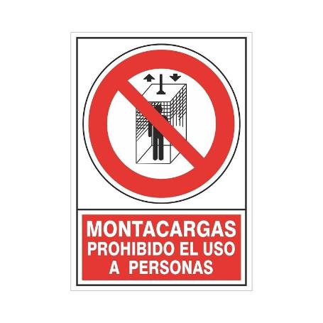 SEÑAL 428 PLAST.345X245MONT.PR.US.PERS MONTACARGAS PROHIBIDO EL USO A PERSONAS