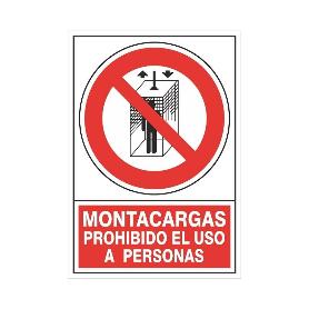 SEÑAL 428 PLAST.490X345 MONT.NO PERS. MONTACARGAS PROHIBIDO EL USO A PERSONAS