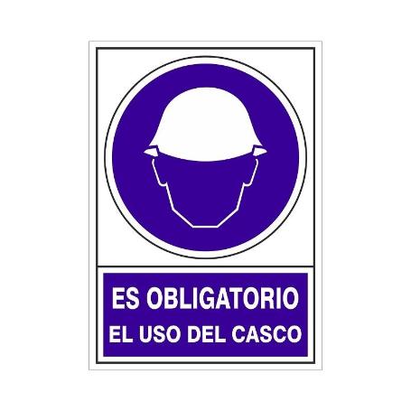 SEÑAL 600 PLAST.345X245 OBLI.USO CASCO ES OBLIGATORIO EL USO DEL CASCO