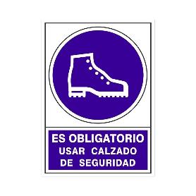 SEÑAL 633 PLAST.345X245OBL.CALZADO.SEG ES OBLIGATORIO USAR CALZADO DE SEGURIDAD