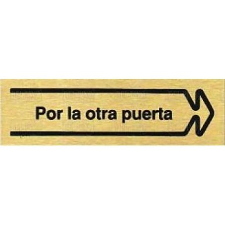 PLACA ALUMINIO ORO 150X45P.OTR.PUERTAD POR LA OTRA PUERTA DERECHA