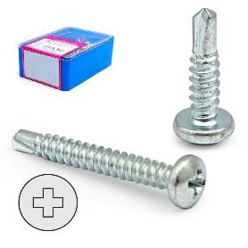 CAJA TORNILLO BROCA CABEZA ALOMADA DIN 7504-N CINCADO LARG.R/CHAPA 16MM Ø ROSCA CHAPA 3.5MM