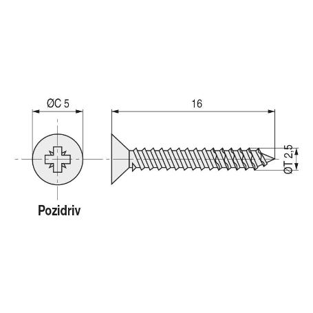 TORNILLO ROSCA MADERA CABEZA PLANA POZIDRIV SPAX WIROX A3J LARGO 16MM DIÁMETRO 3.5MM (CAJA 1000)