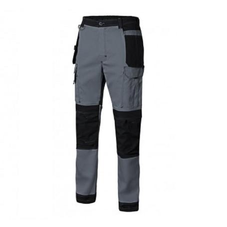 PANTALON BICOLOR CANVAS STRETCH CON BOLSILLOS FLOTANTES VARIOS COLORES TALLA S-XXL TALLA M ROPA BICOLOR GRIS NEGRO