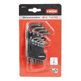 JUEGO 9 LLAVES TORX ACODADA T10-T50