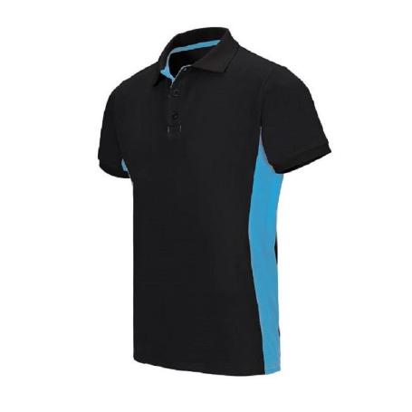 POLO MANGA CORTA BICOLOR DOLVI NEGRO CELESTE TALLA S