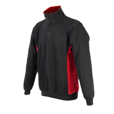 SUDADERA BICOLOR CON CREMALLERA COLOR NEGRO Y ROJO TALLA M