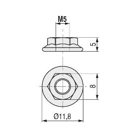 TUERCA CON ARANDELA GRAFILADA DIN 6923 CINCADA METRICA M-6 (CAJA 1000)