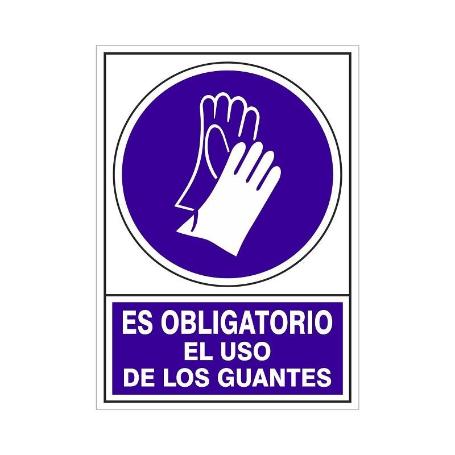 SEÑAL 604 PLÁSTICO 490X345 OBLIGATORIO USO DE GUANTES