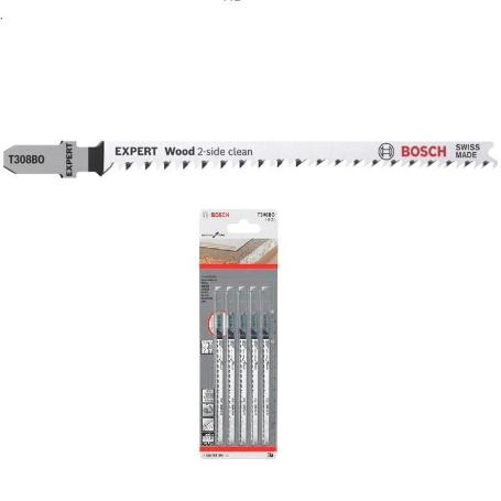 HOJA CALAR MADERA BOSCH 117MM T308BO 5UD EXPERT WOOD 2-SIDE CLEAN PASO 2,2MM MADERA Y DERIVADAS HASTA 50MM