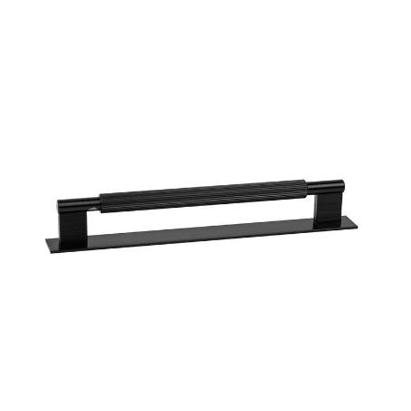 TIRADOR ALUMINIO MODELO ARPA PLATE CON PLACA ACABADOS DISPONIBLES EFECTO INOX, NEGRO CEPILLADO Y LATON CEPILLADO DI