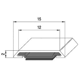 PERFIL ADHESIVO 3MTS. 15MM. CROMADO PARA PUERTA DE CRISTAL