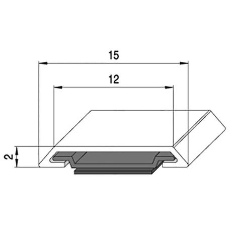 PERFIL ADHESIVO 3MTS. 15MM. CROMADO PARA PUERTA DE CRISTAL