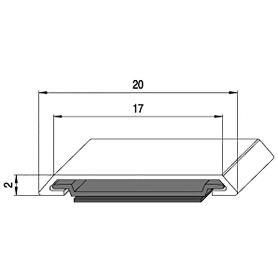 PERFIL ADHESIVA BALELA 20MM 3M. PLATA MATE  PARA PUERTAS DE CRISTAL.