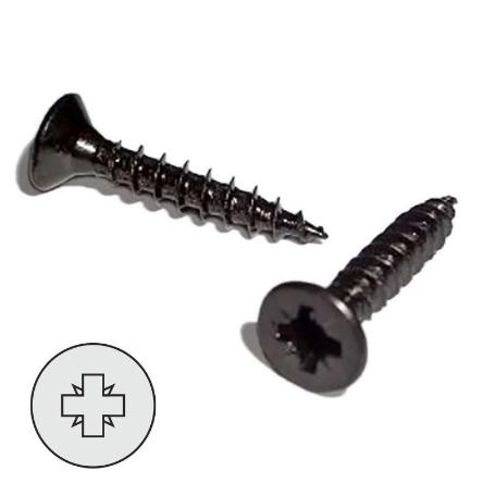 TORNILLO ROSCA MADERA CABEZA PLANA POZIDRIV NEGRO DIN 7505-A LARGO 15MM DIÁMETRO 3.5MM (CAJA 1000)