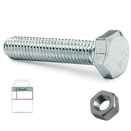 BLISTER TORNILLO ROSCA METAL CABEZA HEXAGONAL DIN 933 CON TUERCA CINCADO LARGO 20MM METRICA M-10