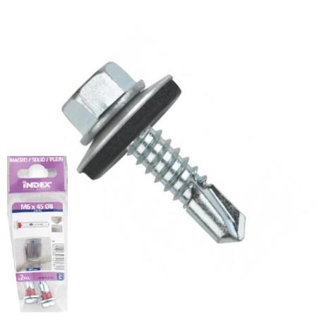 BLISTER TORNILLO BROCA CABEZA HEXAGONAL DIN 7504-K CON ARANDELA P-16 CINCADO LARGO 32MM Ø ROSCA CHAPA 5.5MM