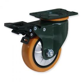 RUEDA GIRATORIA PLACA PU 125MM CON FRENO