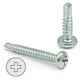TORNILLO BROCA  ROSCA CHAPA CABEZA REDON LARG.R/CHAPA 19MM Ø ROSCA CHAPA 4.8MM (CAJA 200)