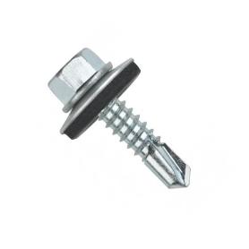 TORNILLO BROCA ROSCA CHAPA CABEZA HEXAGONAL DIN 7504-K ARANDELA P-16 ZINCADO LARG.R/CHAPA 100MM Ø ROSCA CHAPA 6.3MM